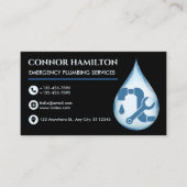 Modern Cool Blue Emergency Plumbing Services Visitenkarte (Vorderseite)