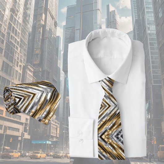 Modern, cool, chic, silber-gold gestreiftes Muster Krawatte