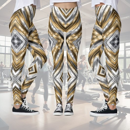 Modern, cool, chic, silber-gold gestreiftes Muster Leggings