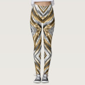 Modern, cool, chic, silber-gold gestreiftes Muster Leggings (Vorderseite)