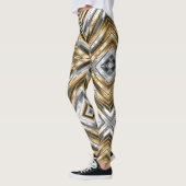 Modern, cool, chic, silber-gold gestreiftes Muster Leggings (Links)