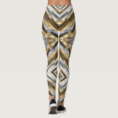 Modern, cool, chic, silber-gold gestreiftes Muster Leggings (Rückseite)