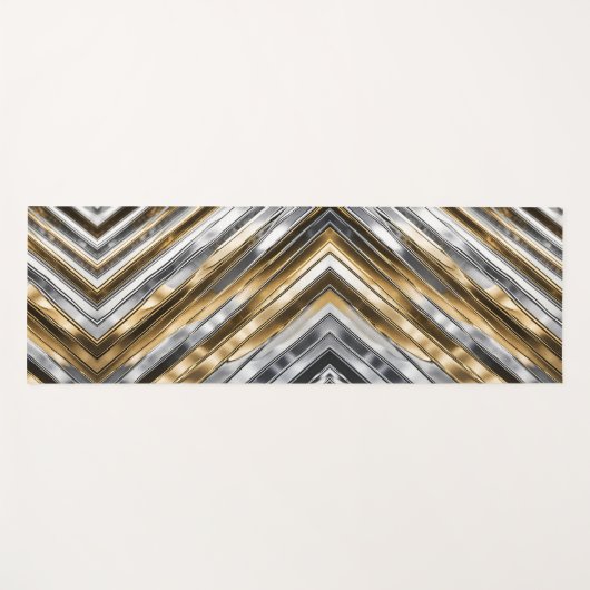 Modern, cool, chic, silbernes und goldenes Streife Yogamatte (Vorderseite (Horizontal))
