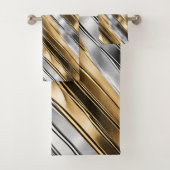 Modern, cool, chic, silver and gold stripe pattern badhandtuch set (Insitu)