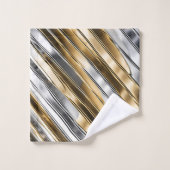 Modern, cool, chic, silver and gold stripe pattern badhandtuch set (Waschlappen)