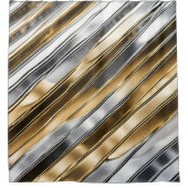 Modern, cool, chic, silver and gold stripe pattern duschvorhang (Vorderseite)