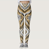 Modern, cool, chic, silver and gold stripe pattern leggings (Vorderseite)