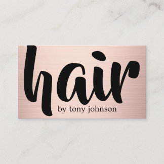 Modern Cool Faux Rose Gold Black Hair Stylist Visitenkarte