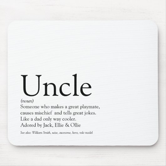Modern Cool Fun Best Ever Uncle Funcle Definition Mousepad (Vorne)