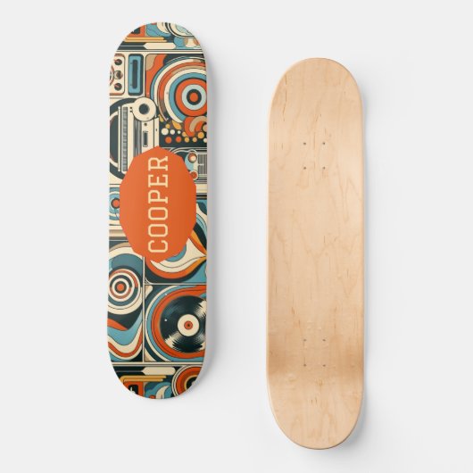 Modern Cool Geometric Forms Quirky Psychedelic Art Skateboard (Vorderseite)