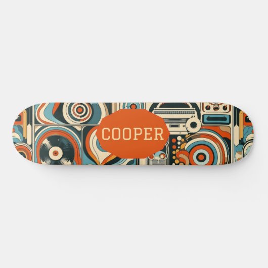 Modern Cool Geometric Forms Quirky Psychedelic Art Skateboard (Horizontal)