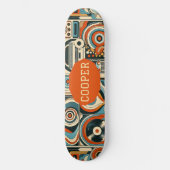 Modern Cool Geometric Forms Quirky Psychedelic Art Skateboard (Vorderseite)