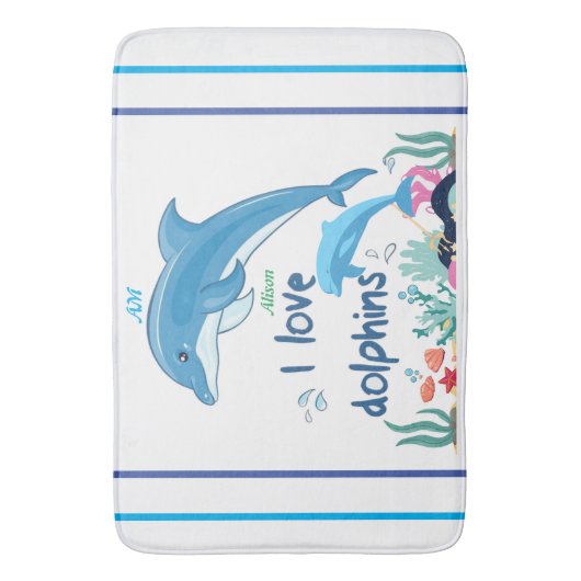 Modern Cool I Liebe Delphine Quotes Name Monogram Badematte (Vorderseite Vertikal)