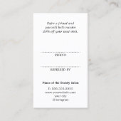 Modern Cool Pink Stripes Black Bold Salon Empfehlungskarte (Rückseite)