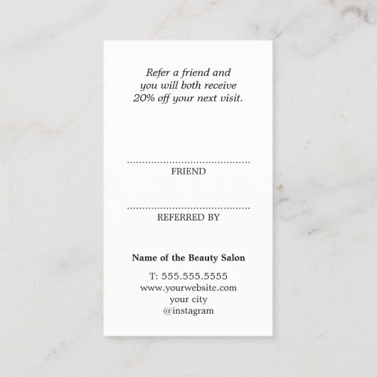 Modern Cool Pink Stripes Black Bold Salon Empfehlungskarte (Rückseite)