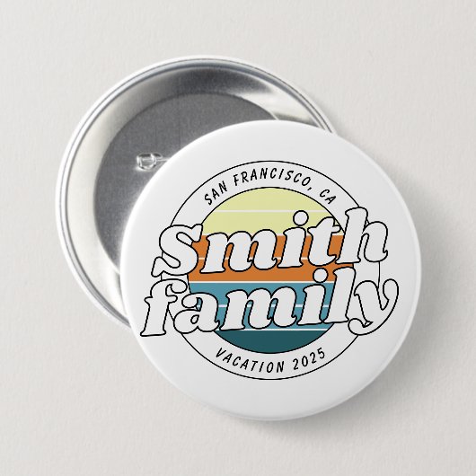 Modern Cool Simple Colorful Family Vacation Button (Vorne & Hinten)