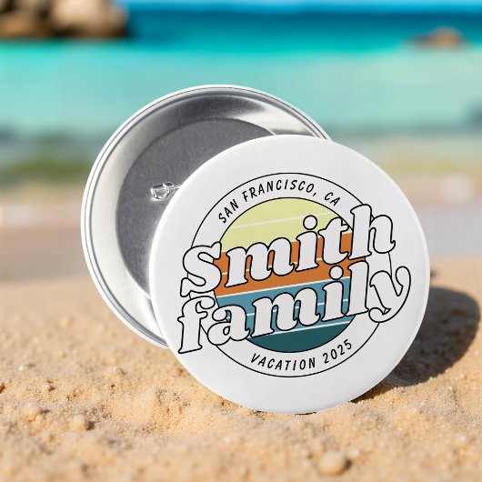 Modern Cool Simple Colorful Family Vacation Button