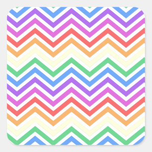 Modern, cool, trendig bunt Regenbogen Chevron Quadratischer Aufkleber