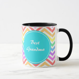 Modern, cool, trendy Regenbogen-Chevron-Monogramm Tasse
