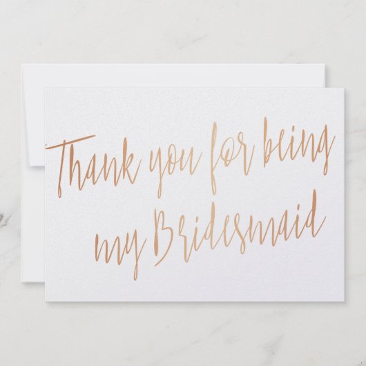 Modern Copper "Danke, dass du meine Brautjungfrau Dankeskarte (Vorderseite)