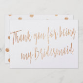 Modern Copper "Danke, dass du meine Brautjungfrau Dankeskarte (Vorne/Hinten)