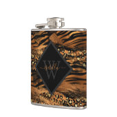 Modern Copper Glitzer Script Monogram Flachmann (Links)