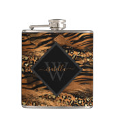 Modern Copper Glitzer Script Monogram Flachmann (Vorderseite)