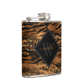 Modern Copper Glitzer Script Monogram Flachmann (Rechts)