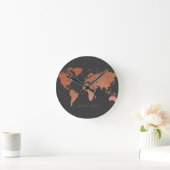 Modern Copper Globe World Map Runde Wanduhr (Zuhause)