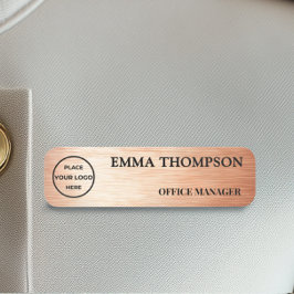 Modern Copper Hairline Design Name Badge Custom 名札 Namensschild