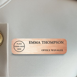 Modern Copper Hairline Design Name Badge Custom 名札 Namensschild