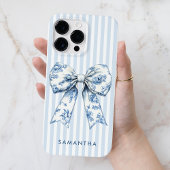 Modern Coquette Blue Stripes Giro Bow Individuelle Case-Mate iPhone Hülle