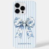 Modern Coquette Blue Stripes Giro Bow Individuelle Case-Mate iPhone Hülle (Rückseite)