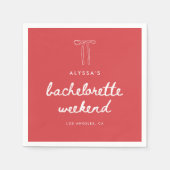 Modern Coquette Bow Script Bachelorette Weekend Serviette (Vorderseite)