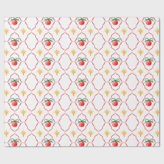 Modern Coquette Christmas Bauble Star Pattern Geschenkpapier (Flach)