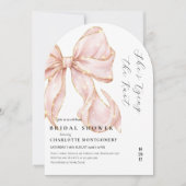 Modern Coquette Pink Bow Bridal Shower Einladung (Vorderseite)