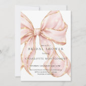 Modern Coquette Pink Bow Bridal Shower Einladung (Vorderseite)