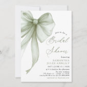 Modern Coquette Sage Green Bow Brautparty Einladung (Vorderseite)