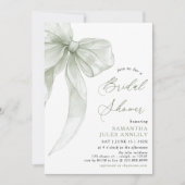 Modern Coquette Sage Green Bow Brautparty Einladung (Vorderseite)