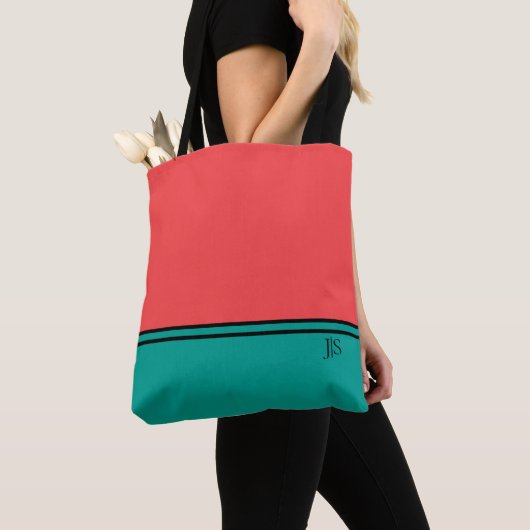 Modern Coral and Aquamarine Monogram Tasche (Von Nahem)