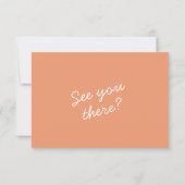 Modern Coral Bright Whimsical Summer Wedding RSVP Karte (Rückseite)