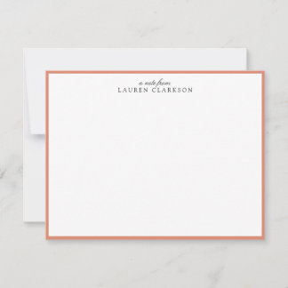 Modern Coral Frame Personalized Note Card Einladung