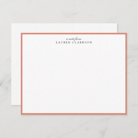 Modern Coral Frame Personalized Note Card Einladung (Vorne/Hinten)