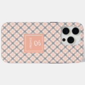 Modern Coral Grey iPhone Case Clear Name Accent (Rückseite (Horizontal))
