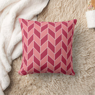 Modern Coral Magenta Herringbone Zickzack Kissen