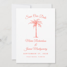 Modern Coral Palm Tree Beach Hochzeit Save the Dat Date