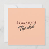 Modern Coral Peach Love and Thanks Wedding Dankeskarte (Vorderseite)
