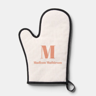 Modern Coral Pink Einfache Letter Mit Monogramm Cu Ofenhandschuh