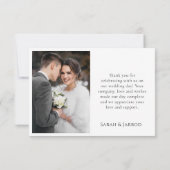 Modern Coral Pink Foto Hochzeit Danke Karte (Rückseite)