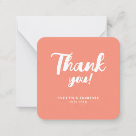 Modern Coral Pink Wedding Budget Thank You Mitteilungskarte
